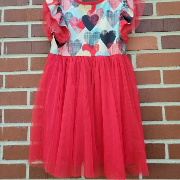 Girls - Orchid Lane Red Tulle Heart Dress - Size 6 - Picture 4 of 6